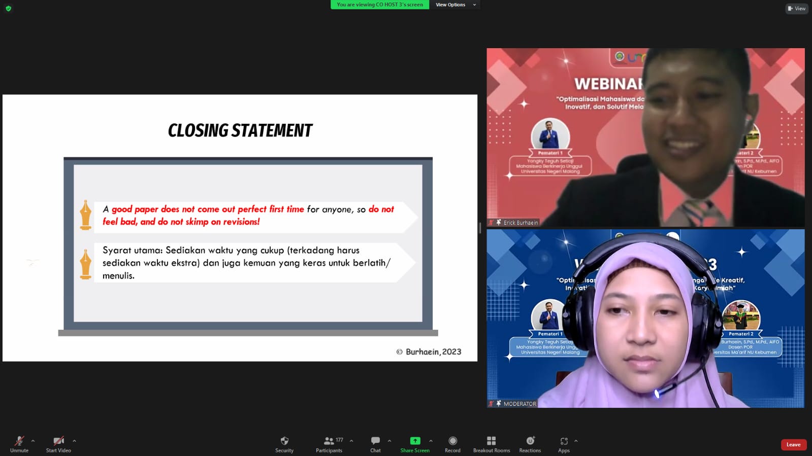 Webinar Karya Tulis Ilmiah 2023 “Optimalisasi Mahasiswa dalam Pengembangan Ide Kreatif, Inovatif, dan Solutif Melalui Kepenulisan Karya Tulis Ilmiah”